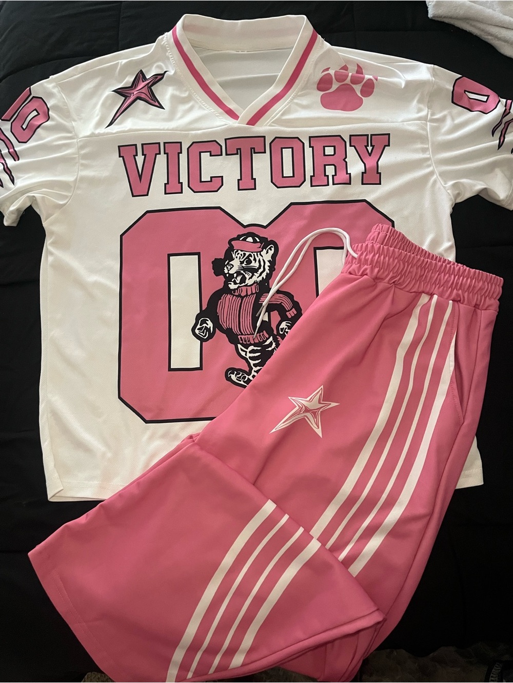 Victory Pink & White Sports Top and Track Pants
